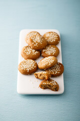 Canvas Print - Healthy rye cookies with sesame seeds