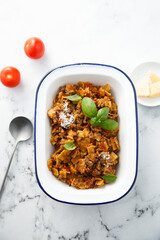 Canvas Print - Pasta with minced beef and cheese