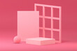 Pink 3d podium pedestal geometric display composition for product presentation vector illustration