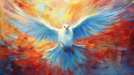 abstract art, dove. Holy Spirit concept, Pentecost Sunday, Generative ai