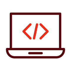 Coding Thick Line Two Colors Icon Design