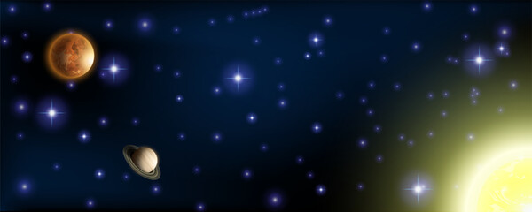 Wall Mural - concept of web banner. magic color galaxy. horizontal space background with realistic nebula, stardu