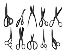 Sketchy Image Of Scissors Silhouette. Stationery, Pocket, Kitchen, Manicure, Surgery, Hairdressers, Tailor, Garden, Household
