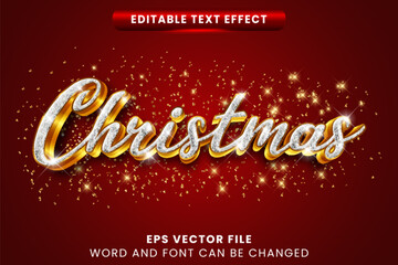 Wall Mural - Christmas silver glittery 3d editable text effect