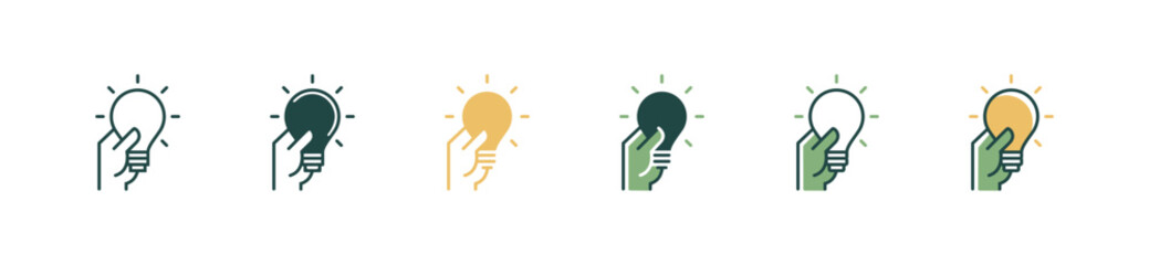 Leinwandbilder - hand holding a shining lightbulb get idea icon vector problem solved business creative thinking symbol illustration