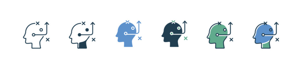 Fototapete - head thinking strategy plan icon tactical team mission decision vector illustration success marketing solution design