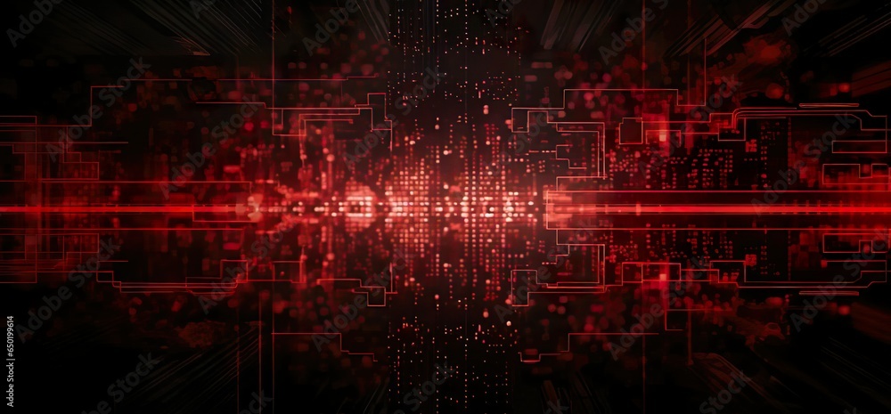 Red Line Circuit board digital technology background. 8k resolution ...