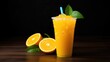 Orange Juice in cup. Plastic cup of orange drink natural juice or smoothies.