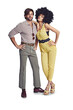 © Heyt/peopleimages.com - Afro, retro fashion or portrait of couple in a cool or trendy outfit isolated on transparent PNG background. Care, interracial love or people hug with confidence, vintage style or 70s funky jumpsuit