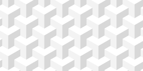 Wall Mural - 	
Seamless geometric pattern abstract background. abstract cubes geometric white and gray color hexagon technology background. digital cube honeycomb Front view of white texture for background.