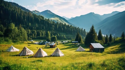 Sticker - camping in the mountains