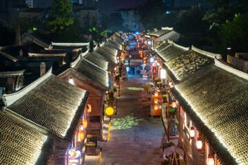 Wall Mural - Night View of Old Street in Suocheng City, Yantai, Shandong, China