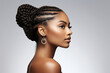 © deagreez - Generative Ai illustration of young woman model mixed race demonstrating luxury hairstyle