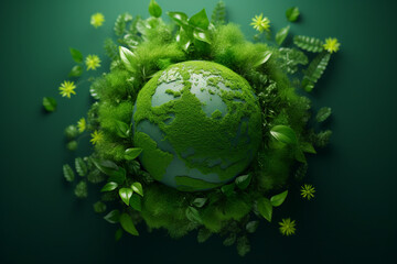 Wall Mural - Picture of a green planet earth day nature environment climate change awareness generative AI