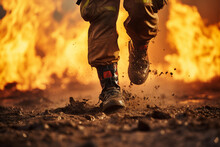 Image Generative AI Photo Of A Male Professional Firefighter In Dirty Boots