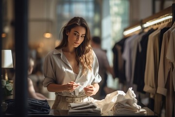 shopping woman looking at clothes