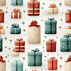 Sticker - Seamless Christmas pattern with Christmas gift boxes 