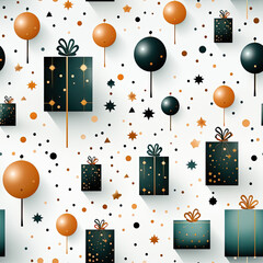 Poster - Christmas Seamless pattern with Christmas presents , sweets