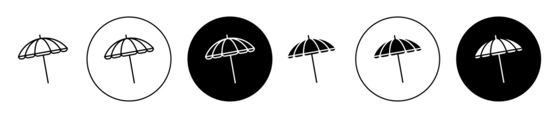 Wall Mural - parasol icon set in black filled and outlined style. suitable for UI designs