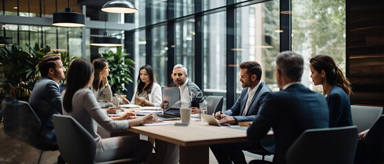 Business Professionals in a Modern Office Setting Talking About a Project, Generative AI