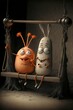 Pencil Art Watercolor Beautiful Lighting Googly Eyes two funny carrots on a swingcartooncomicmasterpiece28k resolution high qualityhdrinsanely detailedintricatefunny 