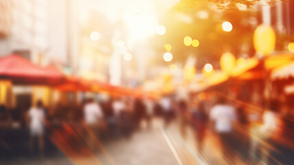 Canvas Print - blurred of street market