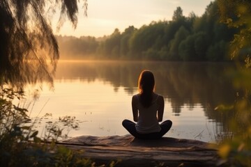 Woman yoga relax in nature