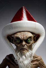 Wall Mural - Portrait of an alien Santa Claus