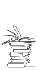 Wall Mural - continuous line drawing illustration with transparent background of open book as concept of learning