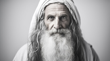 Wall Mural - Close-up portrait of biblical old man. Patriarch Abraham, Isaac or Jacob. Christian illustration.