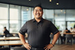 Plus size manager asian businessman confident and standing front of modern office