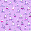Sailboat Seamless Pattern. Vector Background.