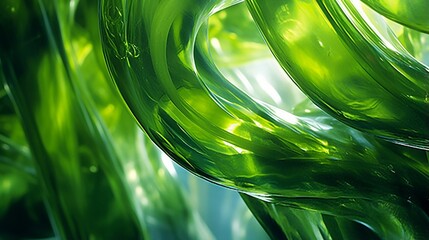 Canvas Print - 31. Extreme close-up of abstract blurred underwater kelp, deep ocean blue and vibrant seaweed green hues, in the style of gradient blurred wallpapers, depth of field, serene visuals, minimalistic simp