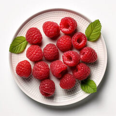 Sticker - fresh raspberries  isolated on white background