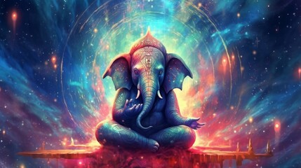 Wall Mural - Ganesha elephant in space