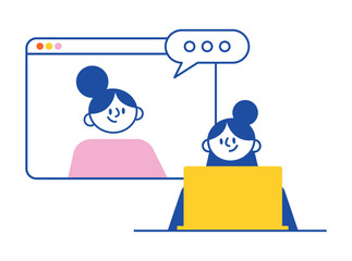 Wall Mural - online remote video conference call. business communication via internet concept. virtual distant wo