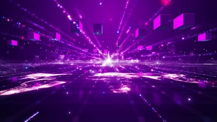 Sticker - decentralized digital technology concept of blockchain. small particle square boxes connecting abstr
