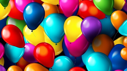 Many colorful balloons decorated wall as background