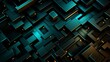 Futuristic blue green digital geometric technology cube background banner illustration 3D