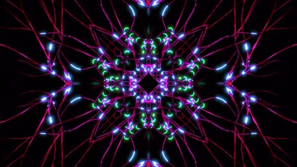 Canvas Print - neural pattern with bright pulses. design. bright mandala-style pattern and neural connections pulsa