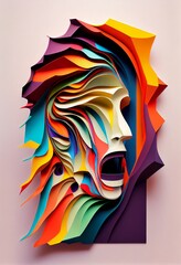Wall Mural - anxiety themed abstract paper art