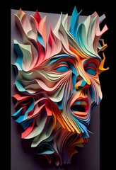 Wall Mural - anxiety themed abstract paper art