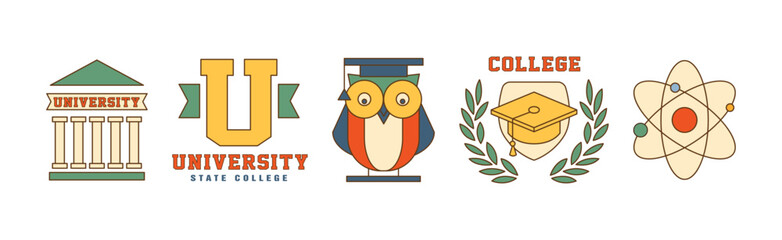 Sticker - College and University Emblem and Badge Vector Set