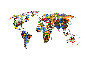 Sticker - Painted map of the world. High resolution abstract multi-colored background..