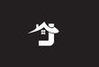 Minimal Awesome Trendy Professional Letter J Home Logo Design Template On Black Background