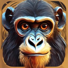 Poster - AI generated illustration of a close-up of a brown-skinned primate with wide, inquisitive eyes