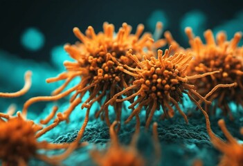 Wall Mural - ai generated illustration of this macro of vibrant cells arranged in a clustered formation