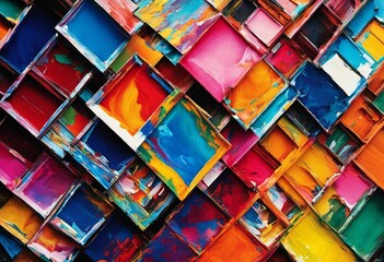 Wall Mural - AI generated illustration of an array of colorful paints