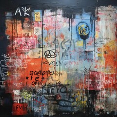 Wall Mural - vibrant mural of graffiti art in a variety of colors, ai-generated.