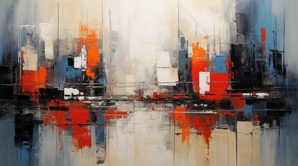 Wall Mural - a painting that has an image of an abstract cityscape